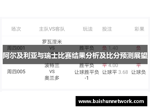 阿尔及利亚与瑞士比赛结果分析及比分预测展望